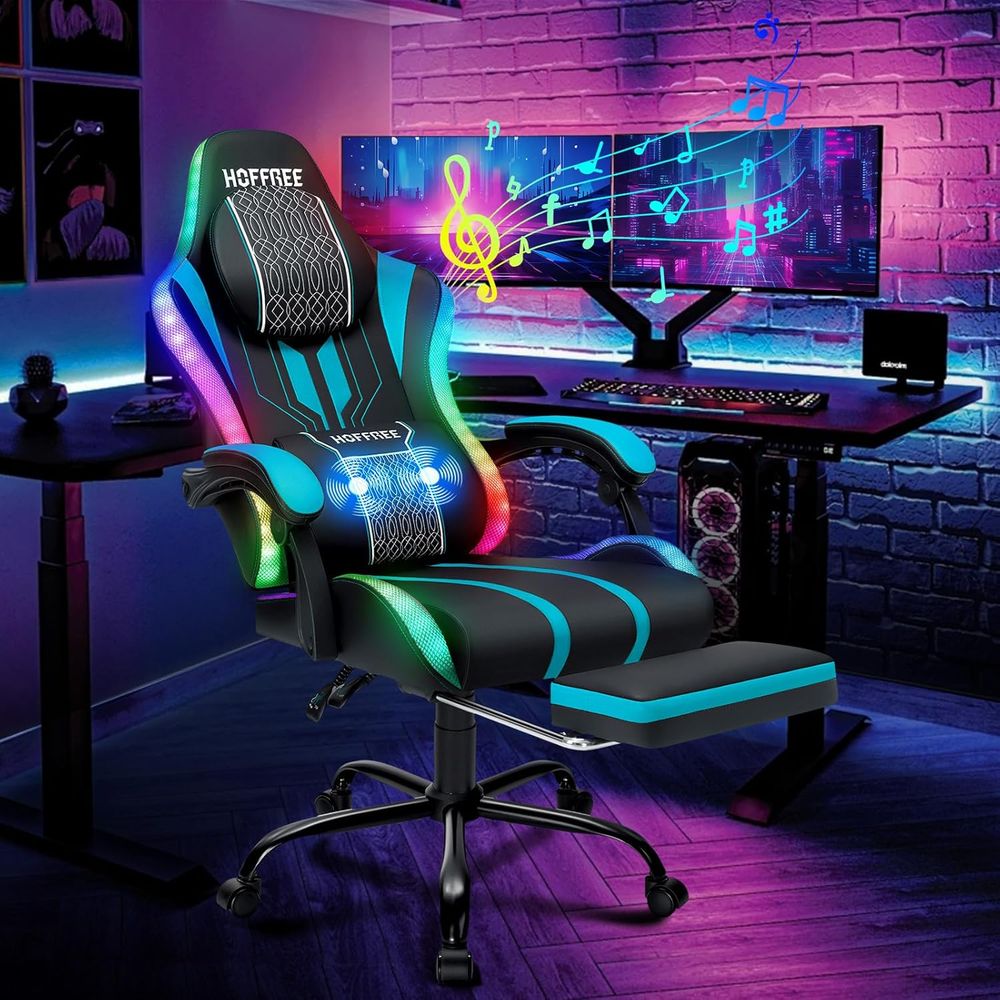 Rgb Gaming Chair - Kursi Gaming dengan Lampu LED, Speaker,