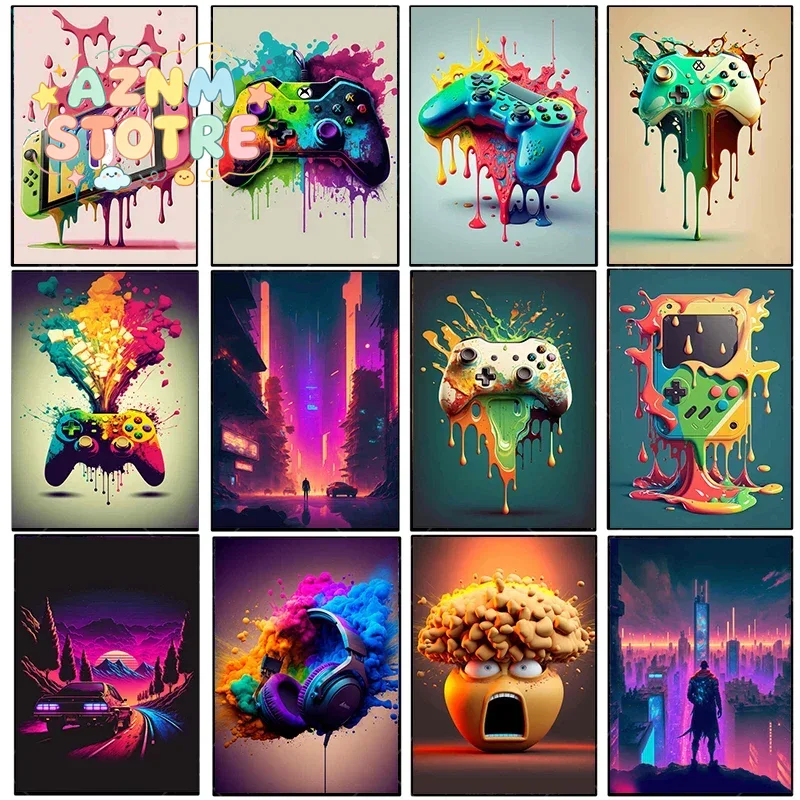 Lukisan Kanvas Vintage Warna-w - Esports Gaming Poster ulasan dan harga