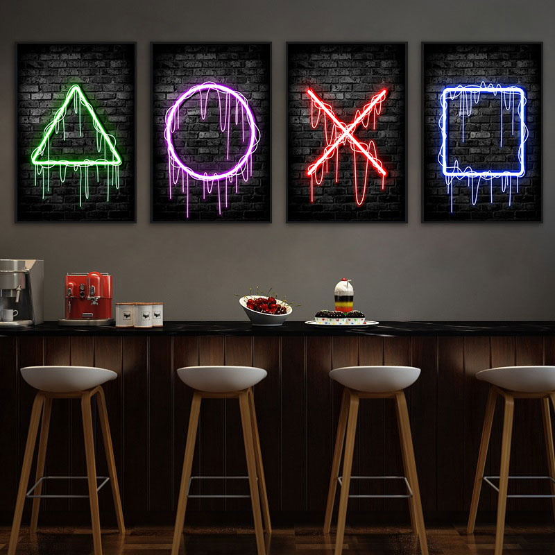Poster Kanvas Gaming Neon Eat  - Esports Gaming Poster ulasan dan harga