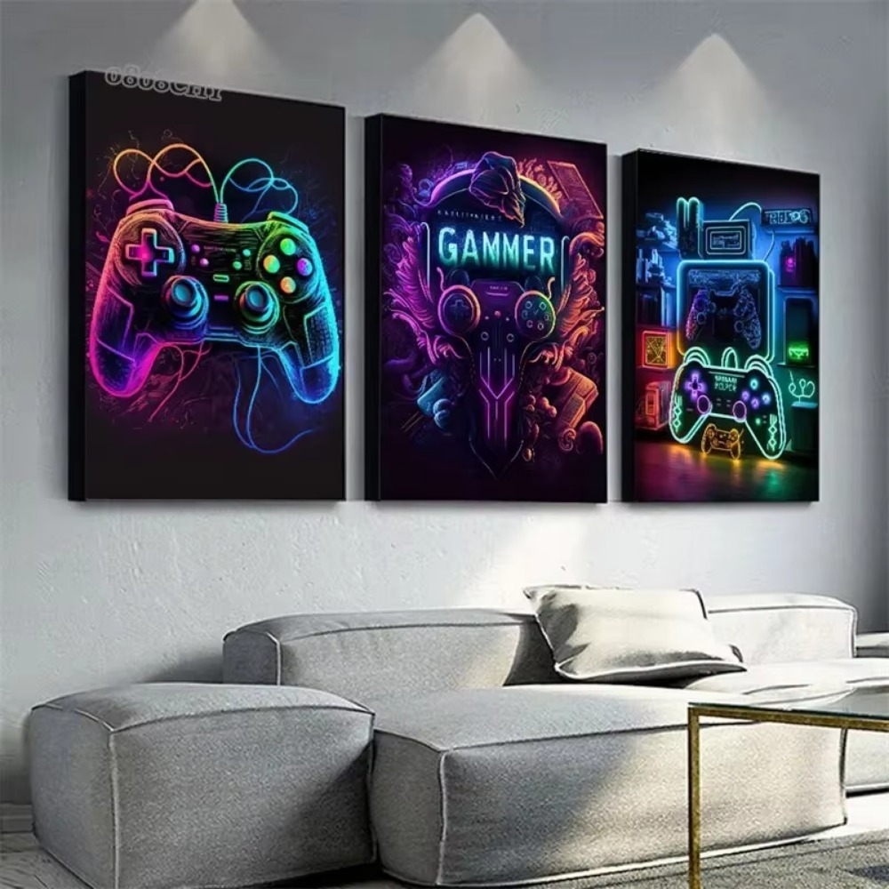 Lukisan Kanvas Game Neon Penge - Esports Gaming Poster ulasan dan harga