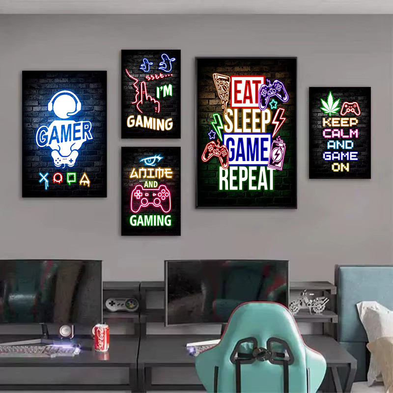 1 Buah Lukisan Kanvas Tanpa Bi - Esports Gaming Poster ulasan dan harga