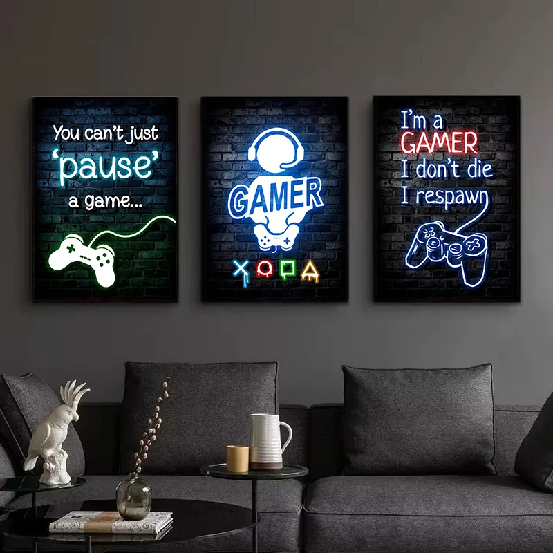 1 Buah Lukisan Kanvas Tanpa Bi - Esports Gaming Poster ulasan dan harga