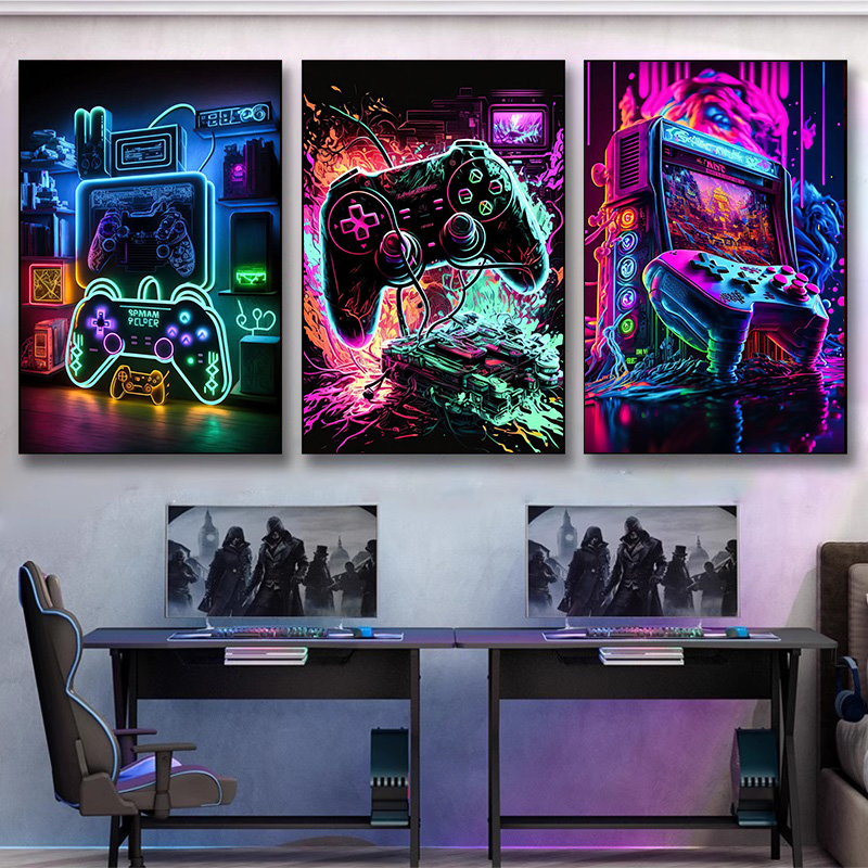 Lukisan kanvas seni dinding pe - Esports Gaming Poster ulasan dan harga