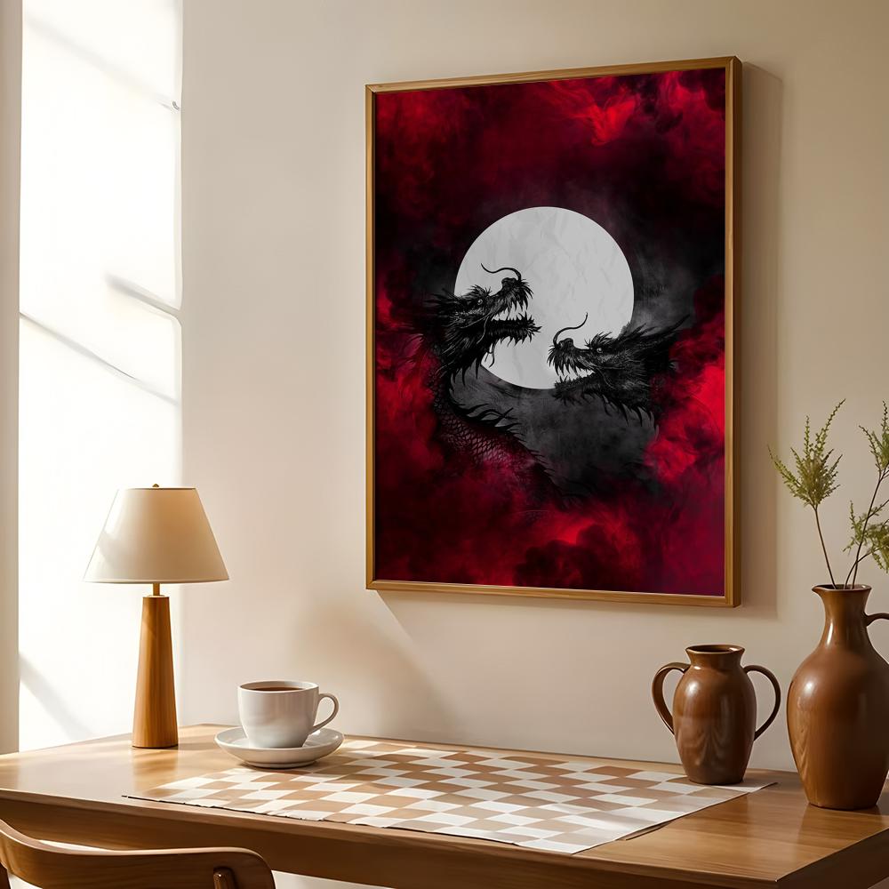 Poster Naga Hitam Lukisan Stik - Esports And Gaming Lounge ulasan dan harga