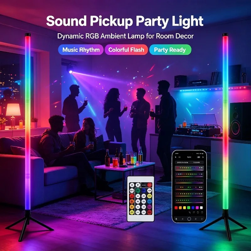 2PCS Lampu Lantai RGB 120CM, L - Gaming Esports Esports ulasan dan harga